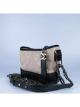 A91810 Vintage calfskin beige black color Gabriel gold silver metal chain shoulder and cross bag Chanel