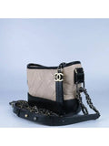 A91810 Vintage calfskin beige black color Gabriel gold silver metal chain shoulder and cross bag Chanel