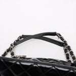 Chanel Mademoiselle Patent Leather Chain Shoulder Bag Black Silver G  14th