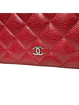 A31509 Red Caviar Skin Silver Logo Timeless Classic Flap Long Wallet Chanel