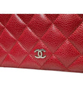 A31509 Red Caviar Skin Silver Logo Timeless Classic Flap Long Wallet Chanel