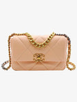 19 Lambskin Medium Hand Cross Bag Light Orange Chanel