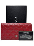 A31509 Red Caviar Skin Silver Logo Timeless Classic Flap Long Wallet Chanel
