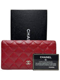 A31509 Red Caviar Skin Silver Logo Timeless Classic Flap Long Wallet Chanel