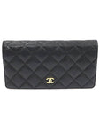 A31509 Black caviar gold classic long flap wallet 16th Chanel