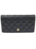 A31509 Black caviar gold classic long flap wallet 16th Chanel