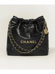 22 Shiny Calfskin Small Shoulder Bag Black Chanel
