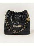 22 Shiny Calfskin Small Shoulder Bag Black Chanel