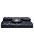A80799 Navy caviar skin silver snap card holder business wallet Chanel