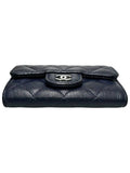 A80799 Navy caviar skin silver snap card holder business wallet Chanel