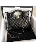 31 Gold Hardware Small Shiny Lambskin Shoulder Bag Black Chanel