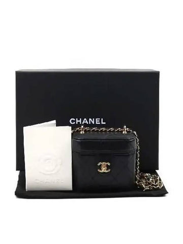AP3459 Black Lambskin Mini Vanity Chain Cross Bag Chanel
