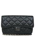 AP2096 COCO Champagne Gold Logo Black Caviar Double Phone Holder Chain Cross Bag Chanel