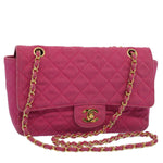 Chanel Matelasse 25 Chain New Shoulder Bag Canvas Pink CC Auth 51276A