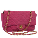 Chanel Matelasse 25 Chain New Shoulder Bag Canvas Pink CC Auth 51276A