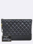 A84287 Black Vintage Leather Quilted Gabriel New Medium Clutch Bag Chanel