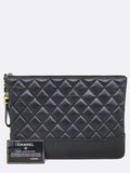 A84287 Black Vintage Leather Quilted Gabriel New Medium Clutch Bag Chanel