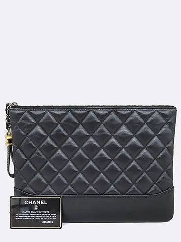 A84287 Black Vintage Leather Quilted Gabriel New Medium Clutch Bag Chanel