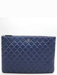 A82552 Navy Caviar Classic Large CC Silver Logo Clutch Chanel