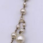 Chanel Long Double Strand Faux Pearl Necklace With Cc Logo