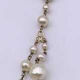 Chanel Long Double Strand Faux Pearl Necklace With Cc Logo