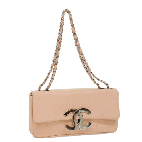 Chanel Matelasse Chain Shoulder Bag Leather Pink CC Auth 53097