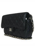 AP2096 COCO Champagne Gold Logo Black Caviar Double Phone Holder Chain Cross Bag Chanel