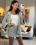 *SUPER HOT* Chanel 25C Grey Chunky Knitted igan & Skirt Set with Crystal Flower Buttons Detail Size FR 36 (UK 8) / FR 34 (UK 6)