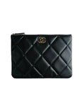 19 Medium Lambskin Clutch Bag Black Chanel