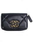 19 Zip Around Lambskin Card Wallet Black Chanel