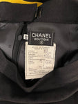 *HOT* Chanel 1994 Vintage Black and Yellow Wool Jacket & Midi Skirt Set with CC Logo Button Details Size FR 40 (UK 12)