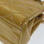 Chanel Matelasse Chain Shoulder Bag Patent leather Yellow CC Auth 58350A