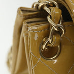 Chanel Matelasse Chain Shoulder Bag Patent leather Yellow CC Auth 58350A
