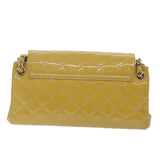 Chanel Matelasse Chain Shoulder Bag Patent leather Yellow CC Auth 58350A