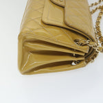 Chanel Matelasse Chain Shoulder Bag Patent leather Yellow CC Auth 58350A