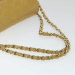 Chanel Matelasse Chain Shoulder Bag Patent leather Yellow CC Auth 58350A
