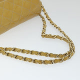 Chanel Matelasse Chain Shoulder Bag Patent leather Yellow CC Auth 58350A