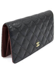 A31509 Black caviar gold classic long flap wallet 16th Chanel