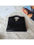 31 Gold Hardware Small Shiny Lambskin Shoulder Bag Black Chanel