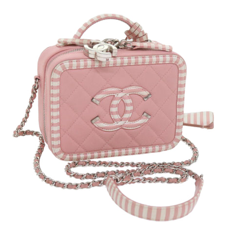 Chanel Matelasse Chain Shoulder Bag Caviar Skin Wine Red CC Auth 59605A