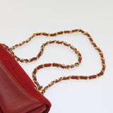 Chanel Matelasse Chain Shoulder Bag Canvas Red CC Auth 59869A