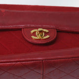 Chanel Matelasse Chain Shoulder Bag Canvas Red CC Auth 59869A