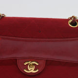 Chanel Matelasse Chain Shoulder Bag Canvas Red CC Auth 59869A