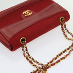 Chanel Matelasse Chain Shoulder Bag Canvas Red CC Auth 59869A