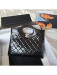 31 Gold Hardware Small Shiny Lambskin Shoulder Bag Black Chanel