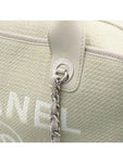 A92750 31 RUE CAMBON PARIS gray canvas CC logo Deauville bowling tote bag chain strap Chanel