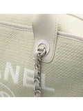 A92750 31 RUE CAMBON PARIS gray canvas CC logo Deauville bowling tote bag chain strap Chanel