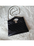 31 Gold Hardware Small Shiny Lambskin Shoulder Bag Black Chanel