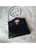 31 Gold Hardware Small Shiny Lambskin Shoulder Bag Black Chanel