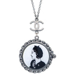 Chanel Mademoiselle Chain Pendant Necklace Silver 03P